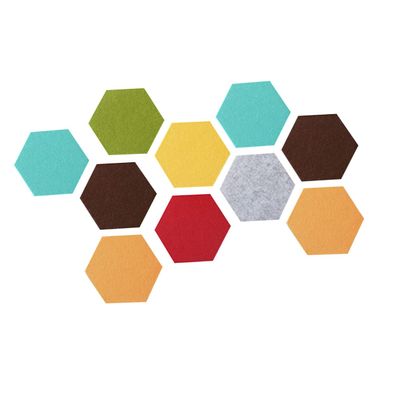 FUNOMOCYA 10pcs Colorful Hexagon Felt Board Wall Decor for Photos and Reminders Easy Peel Stick Installation for Use
