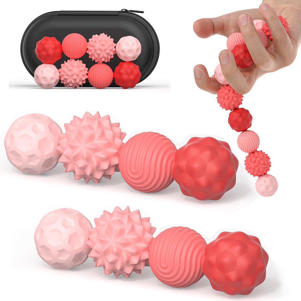Silicone Magnetic Fidget Balls Toys, 8Pcs Attraction Textures Sensory Fidget Ball with Silicone Shell for for Adults,Silent Desk Magnetic Stress Balls Fidget Toys, Stocking Stuffers for Teens Gifts