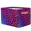 HSYOYO Leopard Print Neon Storage Basket with Handles Collapsible Storage Bins Rectangular Toy Storage Organizer Box Fabric Shelf Baskets for Nursery Bedroom Bathroom 1PC view 2