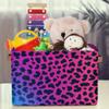 HSYOYO Leopard Print Neon Storage Basket with Handles Collapsible Storage Bins Rectangular Toy Storage Organizer Box Fabric Shelf Baskets for Nursery Bedroom Bathroom 1PC view 3