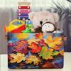HSYOYO Autumn Maple Leaves Storage Basket with Handles Collapsible Storage Bins Rectangular Toy Storage Organizer Box Fabric Shelf Baskets for Nursery Bedroom Bathroom 1PC view 3