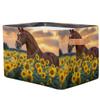 HSYOYO Beautiful Horse Sunflowers Storage Basket with Handles Collapsible Storage Bins Rectangular Toy Storage Organizer Box Fabric Shelf Baskets for Nursery Bedroom Bathroom 1PC view 2