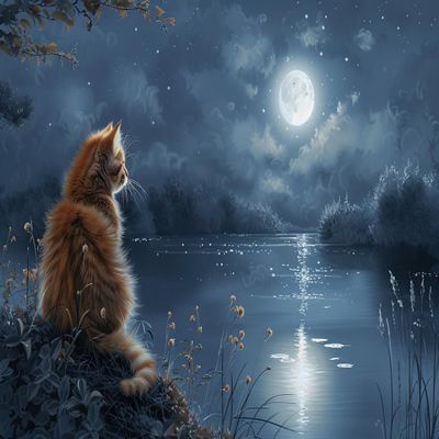 1000 Piece Adult Jigsaw Puzzle - Lonely Kitten - Full Moon Unique Cutting Pieces - Great for Relaxation and Positive Thinking Activities