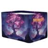 HSYOYO Magic Pink Tree Storage Basket with Handles Collapsible Storage Bins Rectangular Toy Storage Organizer Box Fabric Shelf Baskets for Nursery Bedroom Bathroom 1PC view 2