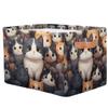 HSYOYO Cute Cartoon Cats Storage Basket with Handles Collapsible Storage Bins Rectangular Toy Storage Organizer Box Fabric Shelf Baskets for Nursery Bedroom Bathroom 1PC view 2