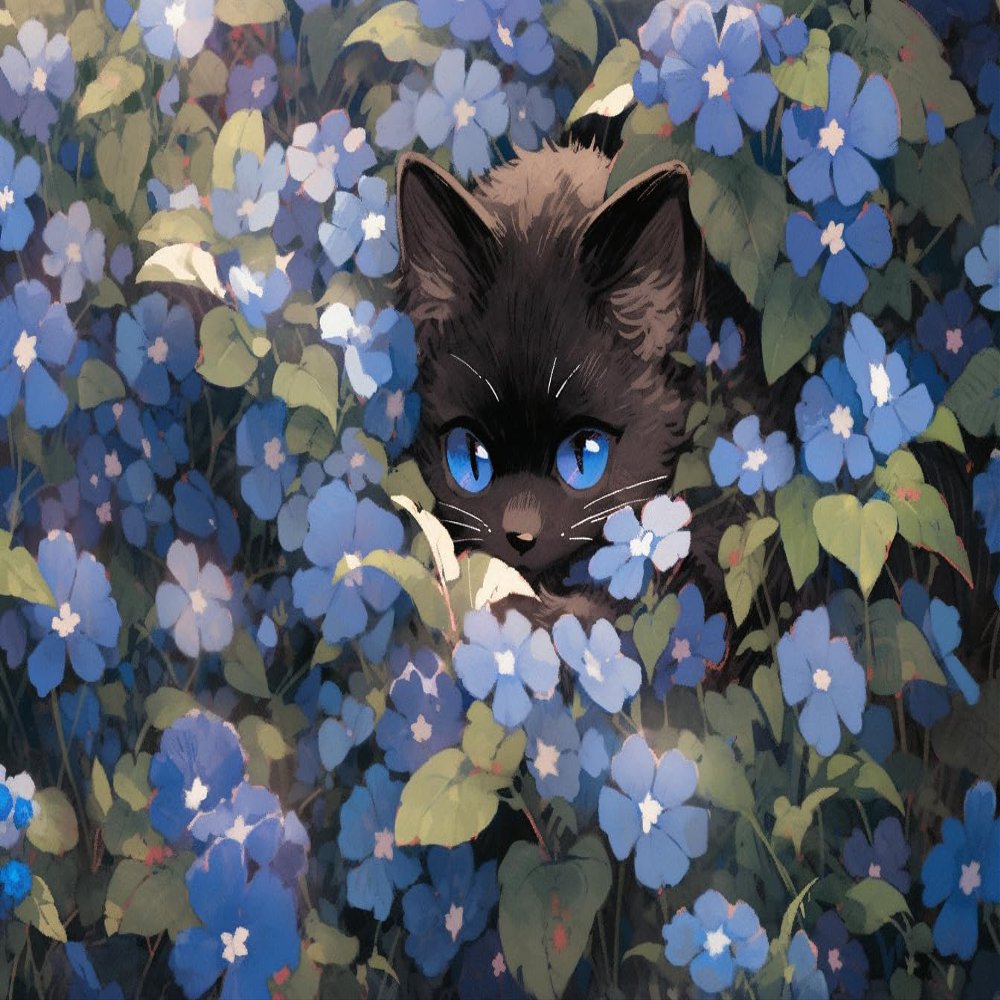 1000 Piece Adult Jigsaw Puzzle, Cat in The Flower Bush, Amazing Bright Colors, Animal Puzzles for Jigsaw Lovers
