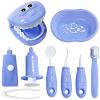 9-Piece Dental Pretend Play Set, Educational Dentist Play Kit with Teeth Model, Toothbrush, Dental Mirror, Syringe, Toothpaste, Tray, and Dental Tools, Fun Pretend Play Doctor Kit for Kids (Purple) view 1