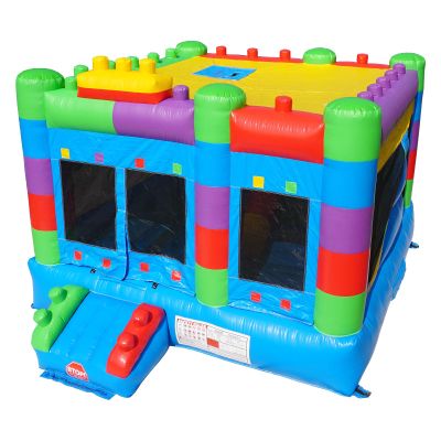Hapcap Semi Commercial Bounce House for Big Kids,Built-in Slide,PVC Material,for Backyard Outdoor Party,12.3'Lx 12'Wx 9.4'H (Building Block Ver2 with Blower)
