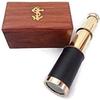 6 Inch Brass Telescope with Wooden Box Vintage Mini Handheld Spyglass Nautical Marine Small Brass Telescope Pirate Navigation Collectible Pocket Spy Glass view 1