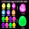 12 Pack Easter Egg Fillers Chick LED Puffer Balls ,LED Light up Toys Flashing Spiky Toys Bulk Glow in The Dark for Kids Boys Girls Classroom Prizes Easter Basket Stuffers Party Favors view 3
