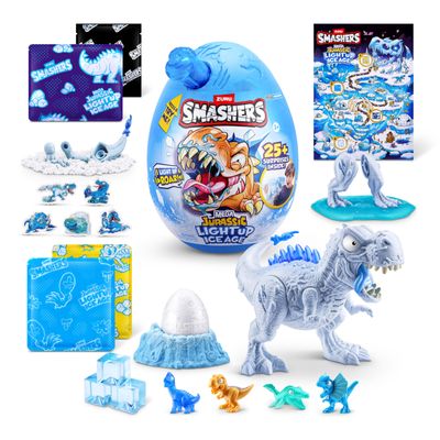 Smashers Mega Jurassic Light Up Ice Age (T-Rex) by ZURU, Smashable Egg Toy for Boys