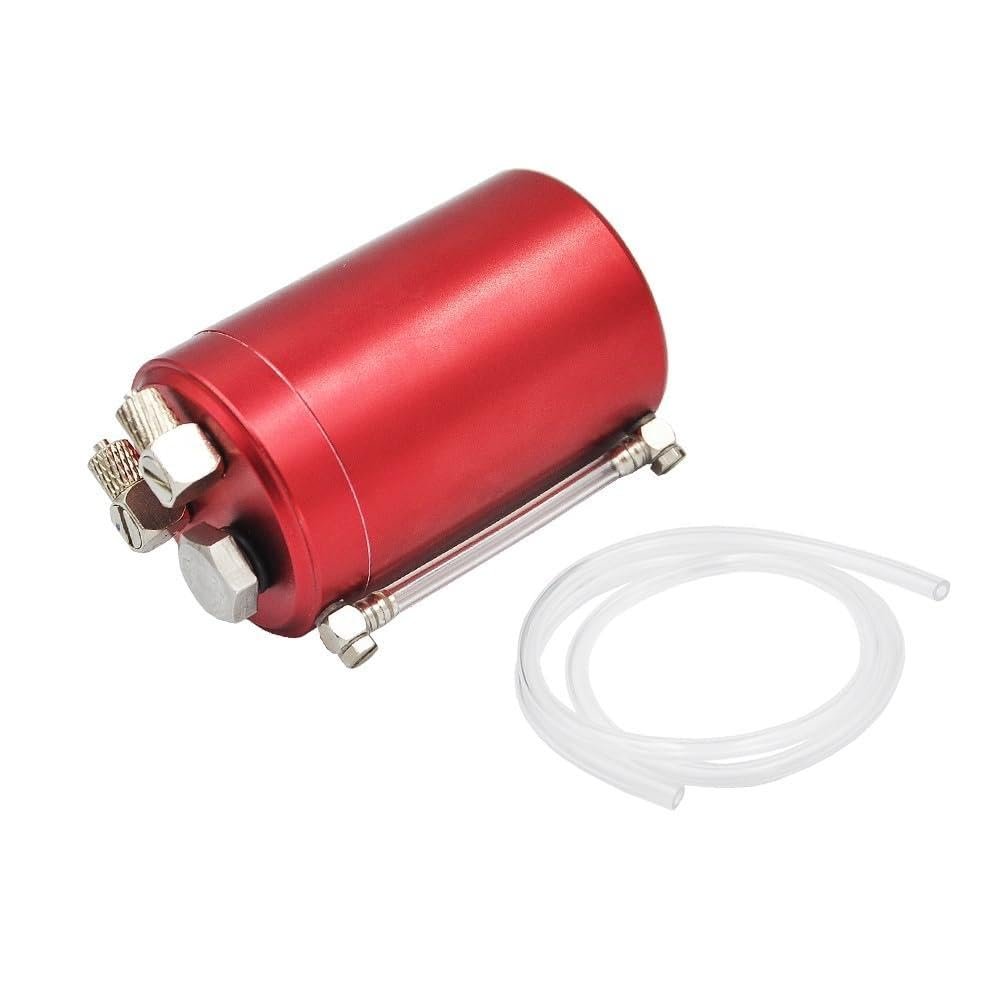 55ml Mini Hydraulic Metal Fuel Tank with Oil Quantity Display for Gasoline Engine DIY RC Tank Car Boat Parts(Red)