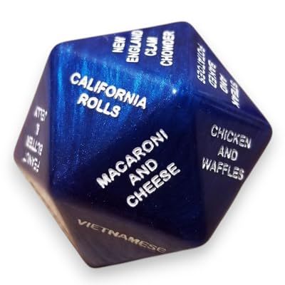 Customizable D20 Food Dice, Table Game Activity/Corporate dice, Foodie, Movie, Activity, DnD, Date Night for couples or friends, Birthday/Anniversary, Personalized Gift, Stocking Stuffers (Royal Blue)