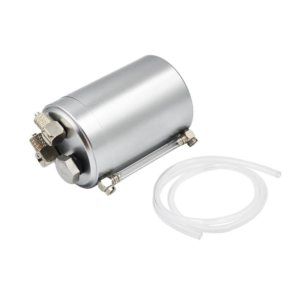 55ml Mini Hydraulic Metal Fuel Tank with Oil Quantity Display for Gasoline Engine DIY RC Tank Car Boat Parts(Silver)