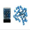 36 Dice Pack 12mm Black & Blue w/White Accents Rounded Edges view 1