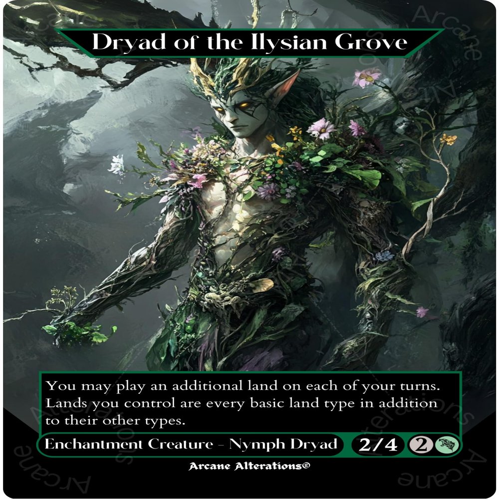 Dryad of The Ilysian Grove - Full Art Altered Art Custom Proxy Cards