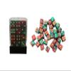 36 Dice Pack 12mm Red & Green w/Gold Accents Square Edges view 1