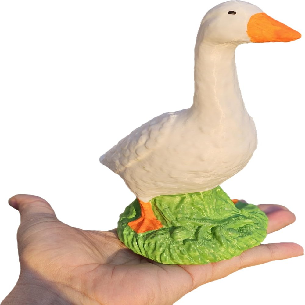 7" 3D Printed and Painted Desk Goose Ornaments Desktop Toys Desktop Accessories Office Accessories Lawn Ornament Lawn Statue Farm Plastic White Statue Desktop Adornment Goose - Play on Porch Goose