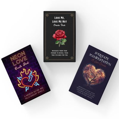 Metaphoracle Love Oracle Cards (Pocket Size) - Bundle of 3 Mini Romance Oracle Decks - Love Me, Love Me Not Oracle Deck + Neon Love Relationship Forecasting Deck + Soulmate Manifestation Oracle
