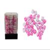 36 Dice Pack 12mm Pink & White w/White Accents Rounded Edges view 1