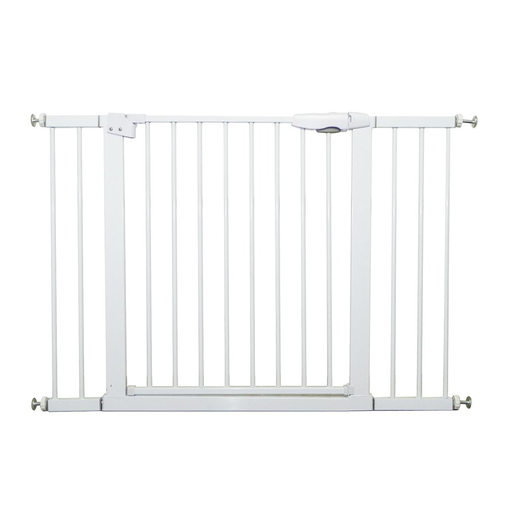 115-134.6" Wide Baby Gate for Stairs, Mom's Choice Awards Winner-Self Closing Dog Gate Indoor for Doorways, No Drilling Pressure Mounted Pet Gates for Kids, Easy Walk Through Safety Gate, White.