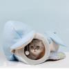 Dog Cat Tunnel Tube with Toys Foldable Detachable Washable Play Hideout Tube Cushion Rest Mat All Season S C Shape Small Medium Large Pet (Blue, One Size) view 2