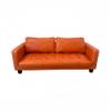 1:6 Scale Handmade Dollhouse 3-Seater Leather Sofa, Miniature Doll Sofa, Living Room Scene Model (Orange Wax) view 1