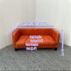 1:6 Scale Handmade Dollhouse 3-Seater Leather Sofa, Miniature Doll Sofa, Living Room Scene Model (Orange Wax) view 4