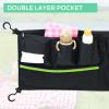 Stroller Wagon Cargo Net,Double-Layer Side Pockets Attachment for WONDERFOLD,Foldable Mesh Sorting Organizer Bag with Extra Storage Space view 3