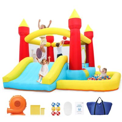 Bounce House with Blower & Slide, (10FT X 10FT X 7FT) Kids Bouncy Castle for Indoor/Outdoor Play, Birthday Parties, Backyard Fun Inflatable Bounce House for Kids 3-6, Jump House for Toddlers