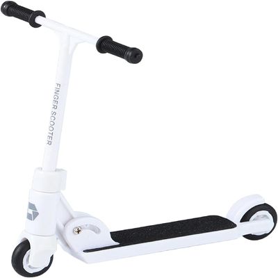 Finger Scooter - 2-Wheeled Scooter - Foldable Finger Scooter BMX with Brake | Finger Board Accessories for Teen | Educational Finger Toys | Non-Slip Fun Finger Skateboards (White)