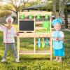 Cedar Wood Outdoor Play Kitchen for Kids, Mud Kitchen with Water Faucet, Dual-Sided Chalkboard, Storage Shelves, Cups, Removable Sink, and Pretend Stove  Backyard Toddler Playset for Boys and Girls view 2