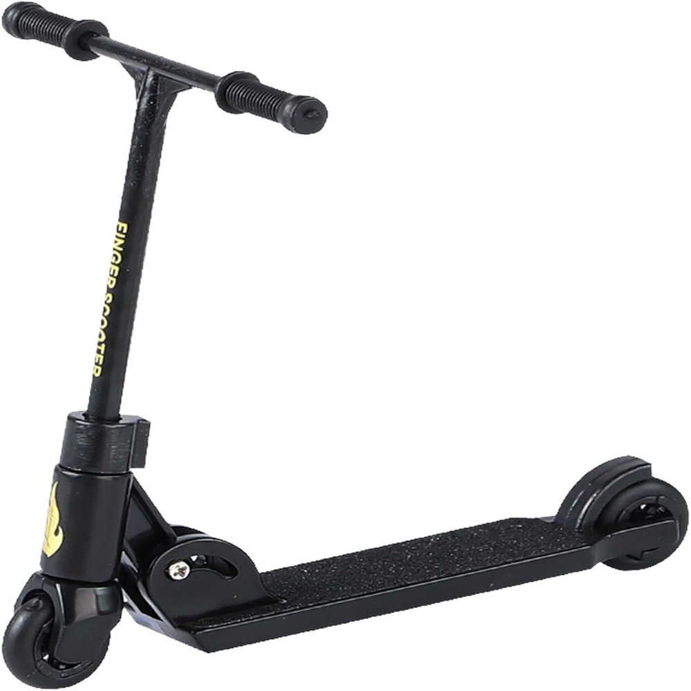 Finger Scooter - 2-Wheeled Scooter - Foldable Finger Scooter BMX with Brake | Finger Board Accessories for Teen | Educational Finger Toys | Non-Slip Fun Finger Skateboards (Black)