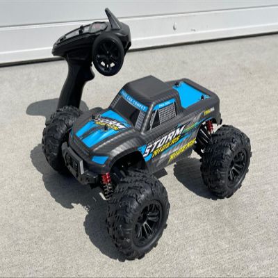 1:16 Scale Storm RC Monster Truck, 4WD Off-Road Remote Control Car, Brushed Motor, RTR, Blue/Black