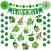 36 Pcs St Patricks Day Decorations, Pre-Assembled Shamrock St Patricks Day Banner, Hanging Swirls, Shamrock Garlands for St. Patrick's Day Decor, Shamrock Decorations view 1
