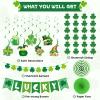 36 Pcs St Patricks Day Decorations, Pre-Assembled Shamrock St Patricks Day Banner, Hanging Swirls, Shamrock Garlands for St. Patrick's Day Decor, Shamrock Decorations view 2