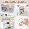 Wooden Play Kitchen for Toddlers and Kids with Lights & Sounds, Large Interactive Pretend Play Set with Ice Maker, Stove, Sink, Oven, 12 Accessories - Ages 3-8 view 3