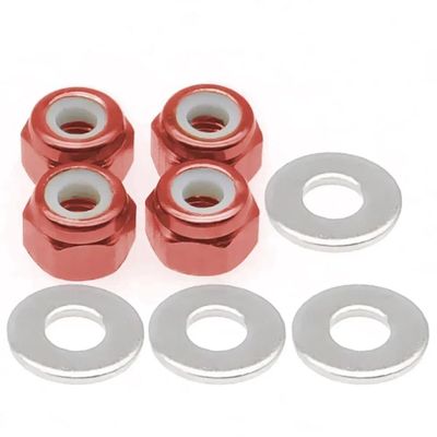 4 Pieces Wheel Hex Lock Nut Replacement Parts Compatible with 1/14 144001 RC Drift Car Accessories(RED)