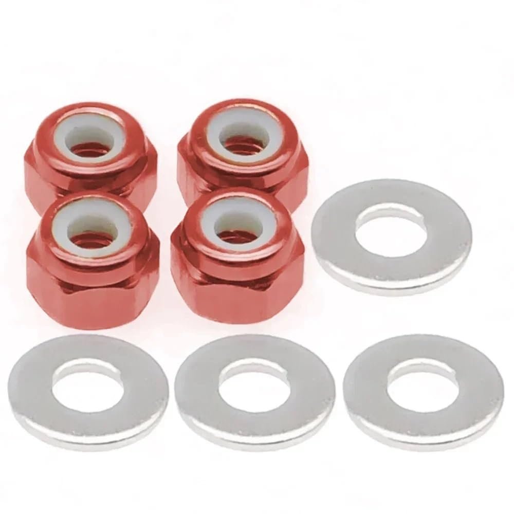 4 Pieces Wheel Hex Lock Nut Replacement Parts Compatible with 1/14 144001 RC Drift Car Accessories(RED)