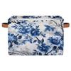 HSYOYO Blue Flower Branch Storage Basket with Handles Collapsible Storage Bins Rectangular Toy Storage Organizer Box Fabric Shelf Baskets for Nursery Bedroom Bathroom 1PC view 1