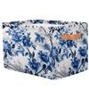 HSYOYO Blue Flower Branch Storage Basket with Handles Collapsible Storage Bins Rectangular Toy Storage Organizer Box Fabric Shelf Baskets for Nursery Bedroom Bathroom 1PC view 2