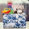 HSYOYO Blue Flower Branch Storage Basket with Handles Collapsible Storage Bins Rectangular Toy Storage Organizer Box Fabric Shelf Baskets for Nursery Bedroom Bathroom 1PC view 3