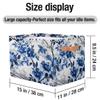 HSYOYO Blue Flower Branch Storage Basket with Handles Collapsible Storage Bins Rectangular Toy Storage Organizer Box Fabric Shelf Baskets for Nursery Bedroom Bathroom 1PC view 4