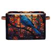 HSYOYO Art Birds Rose Storage Basket with Handles Collapsible Storage Bins Rectangular Toy Storage Organizer Box Fabric Shelf Baskets for Nursery Bedroom Bathroom 1PC view 1