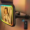 Baby Car Mirror with Light, 7 RGB Light Rear Facing Baby Car Seat Mirror with Remote Control Rechargeable 360 Rotation Hook Clip Design Wide View Shatterproof view 2