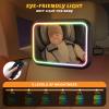 Baby Car Mirror with Light, 7 RGB Light Rear Facing Baby Car Seat Mirror with Remote Control Rechargeable 360 Rotation Hook Clip Design Wide View Shatterproof view 3