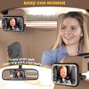Baby Car Mirror with Light, 7 RGB Light Rear Facing Baby Car Seat Mirror with Remote Control Rechargeable 360 Rotation Hook Clip Design Wide View Shatterproof view 4
