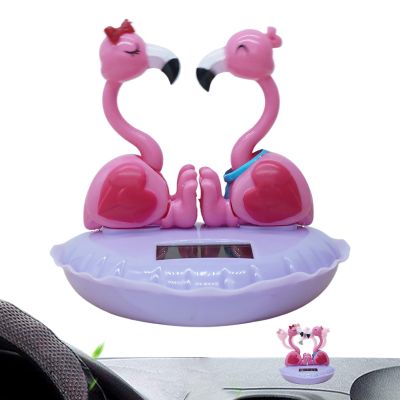 Solar Dancing Figure Solar Flamingo Cute Swing Dancing Figures Solar Powered Ornament Dashboard Desktop Ornament Valentine's Day Home Decor