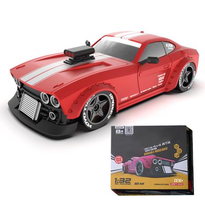 YounggDiy 1/32 Mini RC 30KM/H Gyro Drift Car, 2.4G 4WD RC Drift Car with LED Headlights, High Speed Electric Racing Sports Car, Indoor Remote Control Toys Gift (RTR Version)