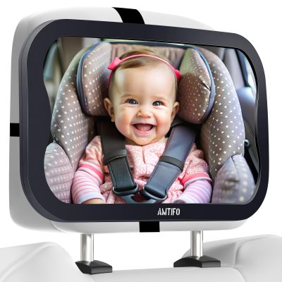 AMTIFO Shatterproof Baby Car Mirror - 360 Adjustable Rearview Mirror for Rear-Facing Car Seats, Clear Wide-Angle View, Easy Tool-Free Installation,Child Safety & Peace of Mind